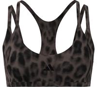 adidas Femme Optime Workout Leopard Strappy Light Support Bra, Earth Strata/Black/Print, XS
