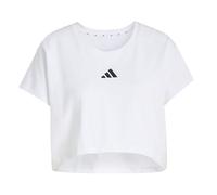 adidas Femme Power Workout Cropped Boxy 3-Stripes Tank, White, XL