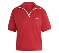 adidas Femme Seasonal Essentials Colorpop Polo with Embroidered Graphic, Active Maroon/off White, XXS