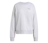 adidas Femme Seasonal Essentials Colorpop Sweatshirt with Embroidered Graphic, Light Grey Heather/Active Maroon, XL