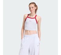 adidas Femme Seasonal Essentials Colorpop Tank with Embroidered Graphic, Light Grey Heather/Active Maroon, L