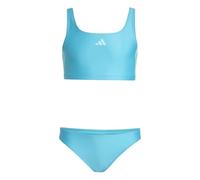 adidas Fille 3-Stripes V-Back Bikini, Lucid Cyan/Flash Aqua, 7-8 Years
