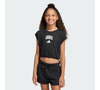 adidas Fille Seasonals Collegiate Typography T-Shirt, Black/off White, 11-12 Years