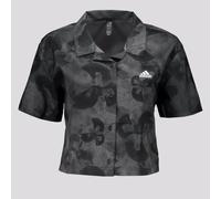 Adidas Floral Graphic Crop Woven Polo Shirt Camicia Donna