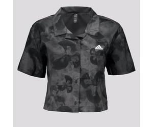 Adidas Floral Graphic Crop Woven Polo Shirt Camicia Donna