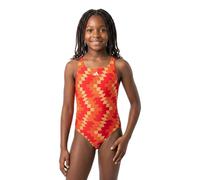 adidas Bambine e Ragazze Football-Inspired V-Back Graphic Swimsuit Kids Swimwear, Lucid Red, 9-10 Years