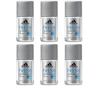 Adidas Fresh - Deodorante roll-on per 48 ore, protezione a secco, freschezza extra duratura con note aromatiche e agrumate, protezione contro forti sudorazioni e odori corporei, confezione da 6 pezzi