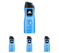 adidas, Fresh Endurance Gel Doccia Bagnoschiuma 3 in 1 per Corpo, Capelli e Viso, Formula Vegana, 250ml (Confezione da 4)