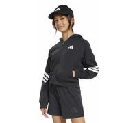 adidas Giacca da ginnastica con cappuccio e 3 strisce con zip intera, per ragazze, con icone del futuro, Nero/Bianco, 9-10 Years