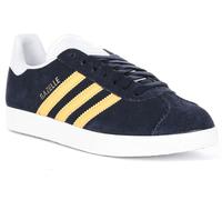 ADIDAS Gazzella 3 Righe Classico 90s Unisex Scarpe Sportive IN Navy Giallo UK 3
