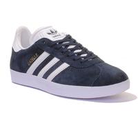 ADIDAS Gazzella 3 Righe Logo 90s Camoscio Unisex Sportivo Navy Giallo UK 6 - 13