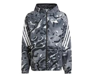 Adidas Giacca da Uomo con Cappuccio e Zip Intera Stampata con Icona del Futuro, Bianco/Nero, M