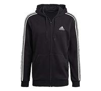 Felpa con cappuccio Essentials French Terry 3-Stripes Full-Zip Black / White S