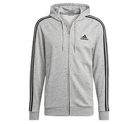 Felpa con cappuccio Essentials French Terry 3-Stripes Full-Zip Medium Grey Heather / Black XL