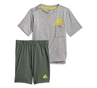 Adidas GM8944 I BOS Sum Set Tuta da Ginnastica Unisex - Bimbi 0-24 Top:Medium Grey Heather/Yellow Bottom:Green Oxide s21 912M