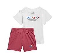 Adidas GN7415 Short Tee Set Tuta da Ginnastica Unisex - Bimbi 0-24 Top:White/Wild Pink Bottom:Wild Pink s21 2-3A