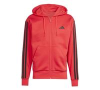 adidas Uomo Essential Three Stripes Fleece Zipper Hoodie, Pure Ruby/Black, L