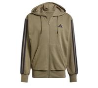 adidas Homme Essential Three Stripes French Terry Fullzip Hoodie, Olive Strata/Black, L
