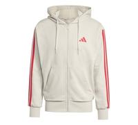 Giacca Felpa Cappuccio UOMO Adidas Beige Rosso Ess 3-Stripes French Terry FZ H