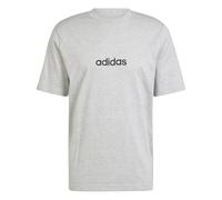 adidas Uomo Essentials Linear Single Jersey Tee, Medium Grey Heather/Black, XS