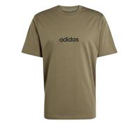 adidas Uomo Essentials Linear Single Jersey Shirt, Olive Strata/Black, S