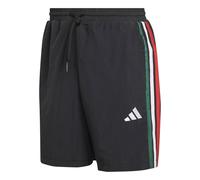 adidas Homme Essentials Three Stripes Chelsea Woven Short, Black/Team Dark Green/White/Better Scarlet, L