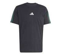 adidas Homme Essentials Three Stripes Single Jersey Tee, Black/Team Dark Green/White/Better Scarlet, L