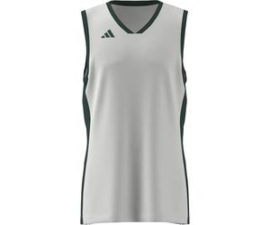 adidas Homme Mens Pulse Speed Bball Jersey, White/Team Dark Green, 3XL