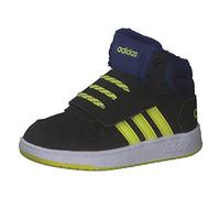 adidas Hoops Mid 2.0, Scarpe da Basket Unisex-Bambini, Core Black Acid Yellow Victory Blue, 24 EU