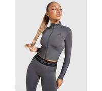 adidas Hyperglam Ribbed Felpa Full Zip, Grigio M
