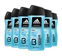 Adidas, Ice Dive Gel Doccia Bagnoschiuma 3 in 1 per Corpo, Capelli e Viso, 6 flaconi da 250 ml
