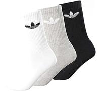 adidas Originals - Confezione da 3 paia di calzini con trifoglio neri/grigi/bianchi-Bianco M