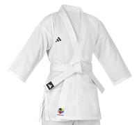 adidas Karate Gi - Uniforme da Karate per Allenamento e Sparring, 100% Poliestere con Inserti in Rete Traspirante, Elastico in Vita, con Cintura Bianca, Bianco, 130 cm