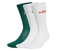 adidas Linear Crew Cushioned Socks 3 Pairs Calzini, Collegiate Green/White/White, 37 Unisex - Adulto