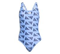 adidas Logo Graphic V-Back Swimsuit Costume Intero, Blue Fusion/Dark Blue, 34 Donna