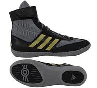 adidas Men's Combat Speed 5 Wrestling Shoe, Grey/Black/Metallic Gold, 10