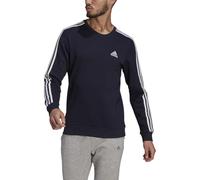 adidas Men's Standard Essentials Fleece 3-Stripes Sweatshirt, Ink/White, Large