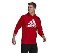adidas Men's Standard Essentials Fleece Big Logo Hoodie, Scarlet/White, Large