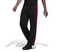 adidas Men's Standard Essentials Warm-Up Open Hem 3-Stripes Tracksuit Bottoms, Black/Scarlet, Large