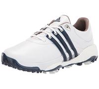 adidas Men's TOUR360 22 Golf Shoes, Footwear White/Silver Metallic/Team Navy Blue, 8.5