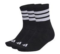 adidas Mixte 3 STRIPES CUSHIONED SPORTSWEAR MID CUT SOCKS 3 PAIR PACK, black/white/white, 4.5-6