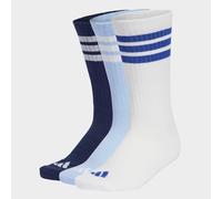 CALZINI SPORTIVI AMMORTIZZATI 3 Strisce CONFEZIONE DA 3 PAIA CREW Dark Blue / White / Glow Blue 43-45