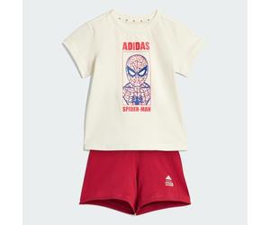 adidas Mixte bébé MARVEL SPIDER-MAN T-SHIRT SET, off white/active maroon, 3-4 Years