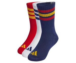 adidas Mixte enfant 3STRIPES CUSHIONED SPORTSWEAR CREW SOCKS 3 PAIR PACK, dark blue/team power red 2/white, 2-3 Years