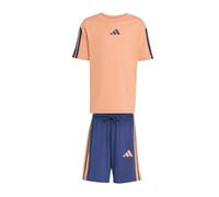 adidas Mixte enfant ESSENTIALS SMALL LOGO STRIPES T-SHIRT SET, Dusky Orange/dark blue, 6-7 Years