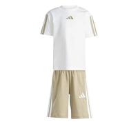 adidas Mixte enfant ESSENTIALS SMALL LOGO STRIPES T-SHIRT SET, white/Wonder Cargo, 4-5 Years