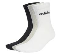 adidas Mixte LINEAR CREW SOCKS CUSHIONED SOCKS 6 PAIR PACK, Medium Grey Heather/White/Black, 6-7 Years