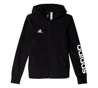 adidas - MOD. YG Linear FZ HD - Felpa Aperta Davanti, per Bambina, BP8580, Nero/Bianco (Negro/Blanco), 128
