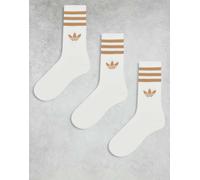 adidas Originals adicolor calzini crew Trefoil 3 pack bianchi e beige-Bianco 40-42
