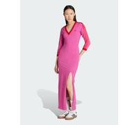 adidas Originals - Adicolor Classics - Vestito lungo fucsia semilucido e scarlatto better con 3 strisce-Rosa 2XS